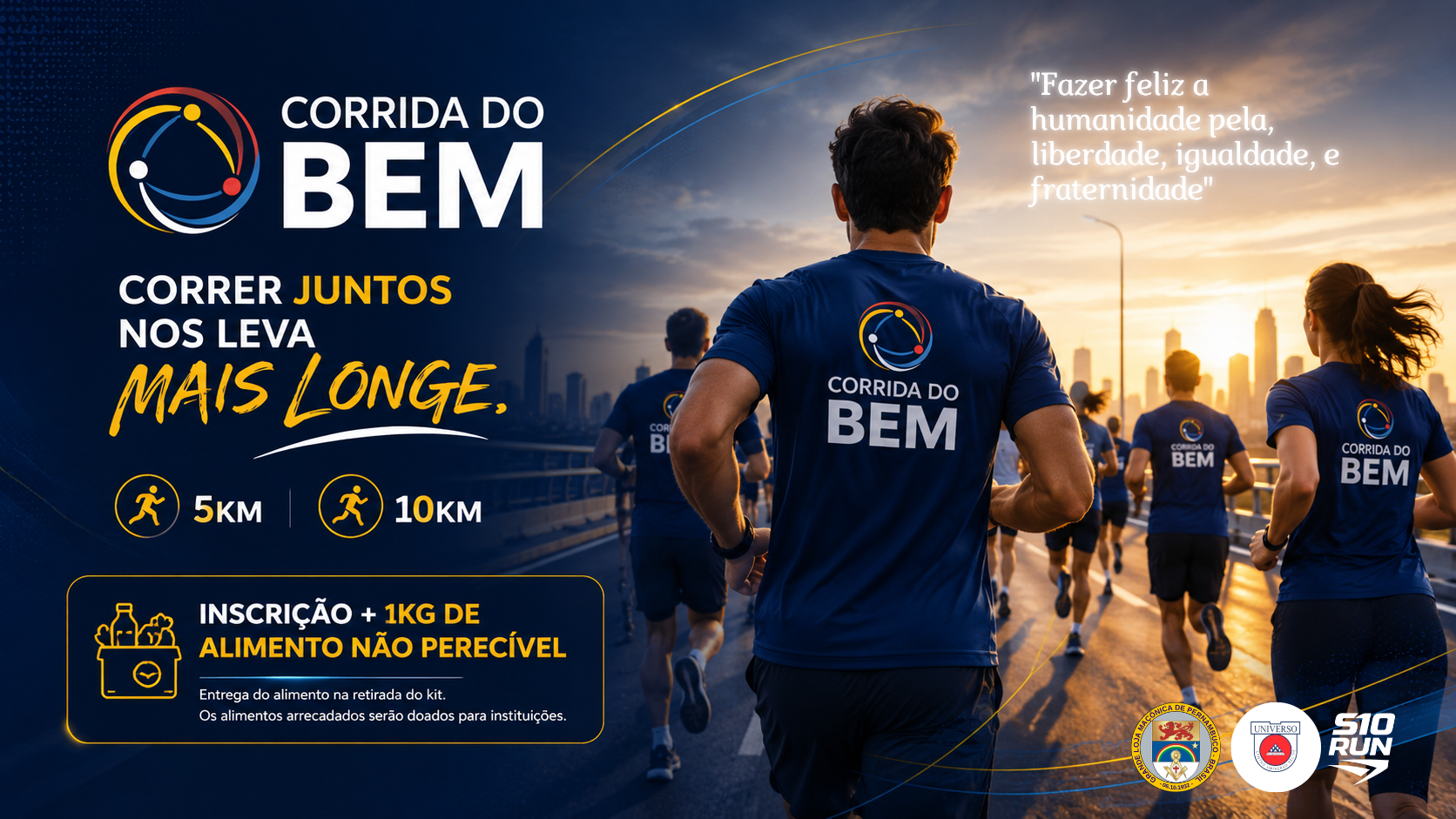 Corrida do Bem — 5km e 10km — inscrição + 1kg de alimento não perecível